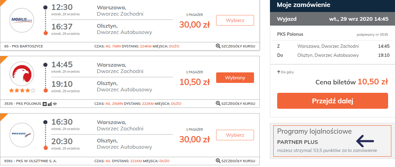 Zakup biletu w programie Pasażer PLUS
