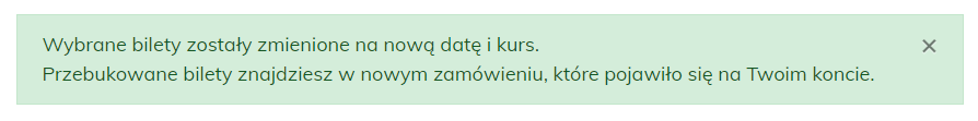 proces przebookowania biletu na Dworcu Online - informacja