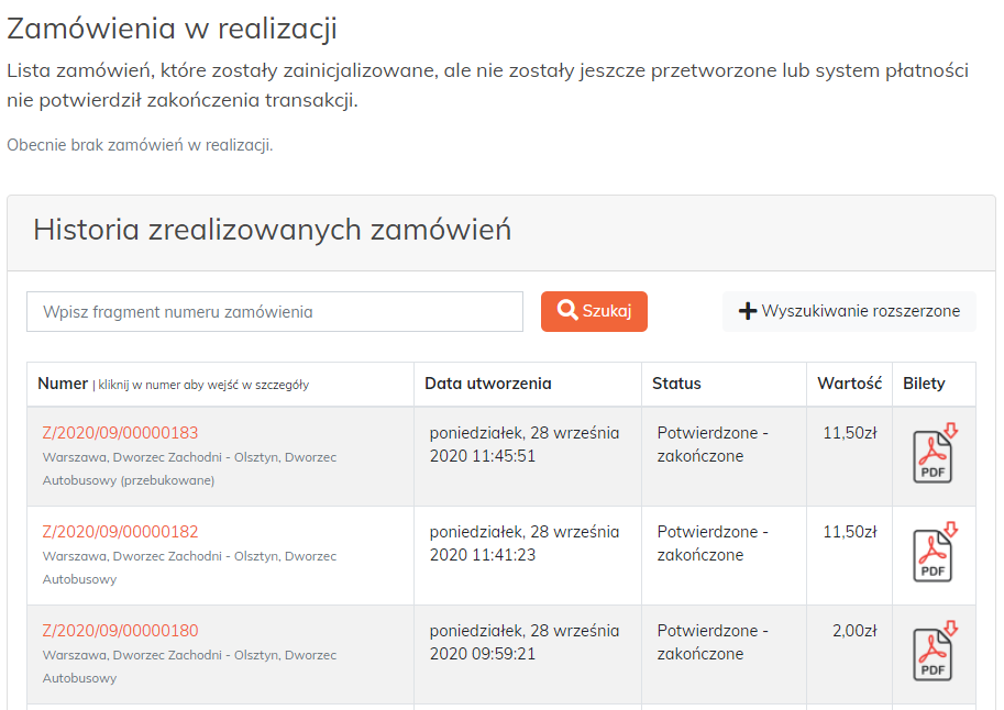proces przebookowania biletu na Dworcu Online - informacja