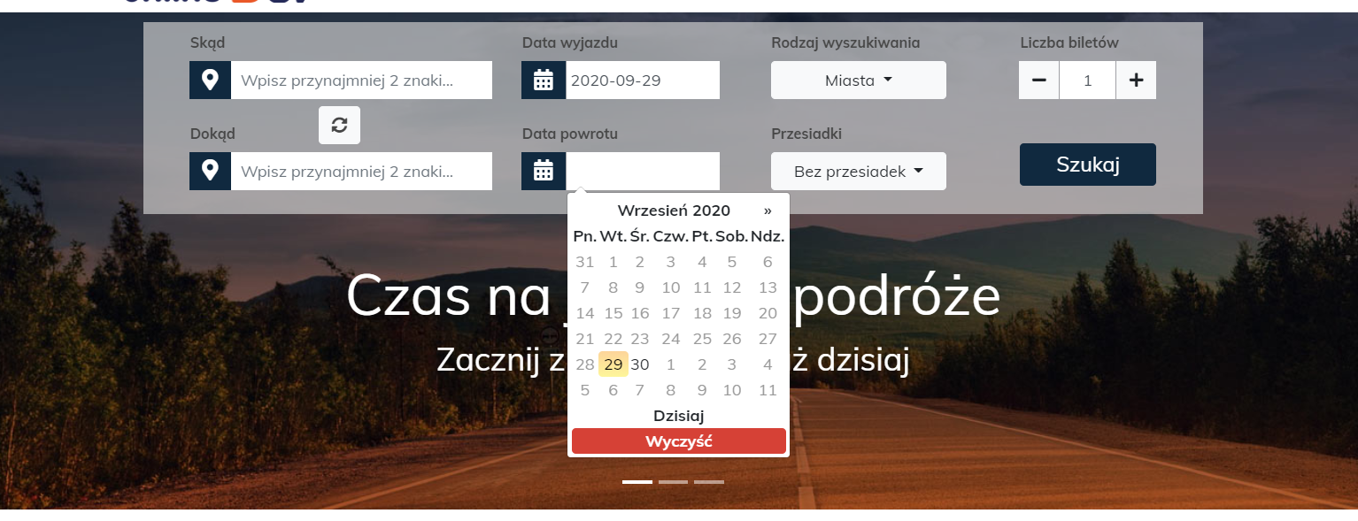 Wyszukiwarka biletów Dworzec Online
